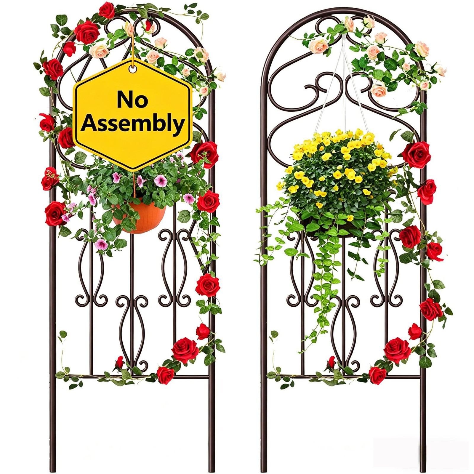 AMAGABELI GARDEN & HOME 2 Pack 60" x 18" Garden 60"x18", Brown-2 Hook