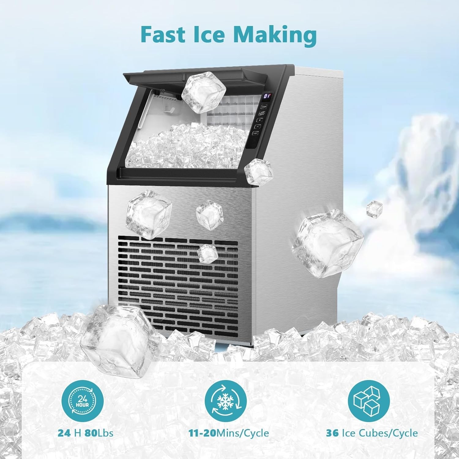 Stainless Steel Ice Machine for Bar/Cafe/Restaurant