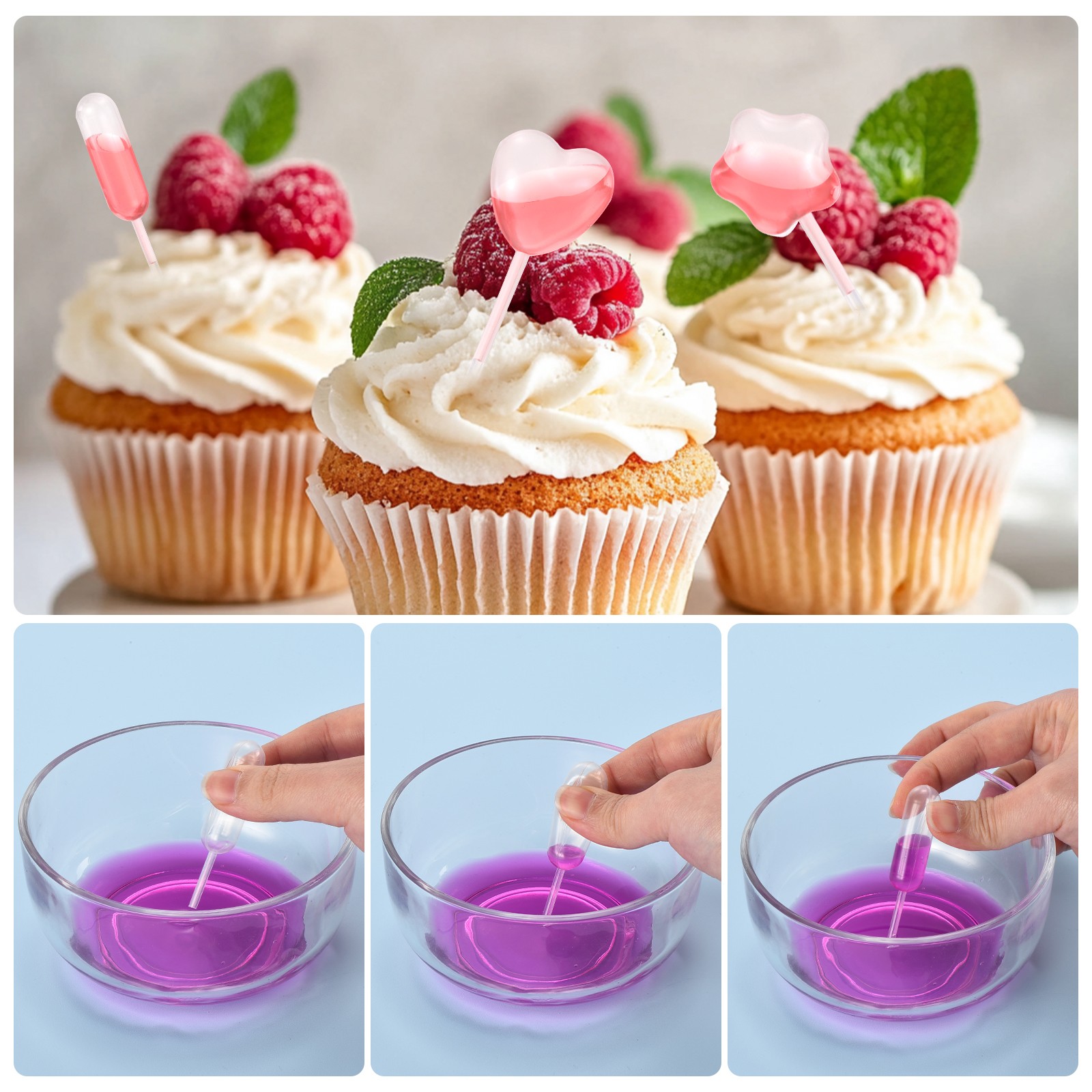 100pcs, Cupcakes Pipettes 4ml Cake Pipettes Clear Dropper/Round