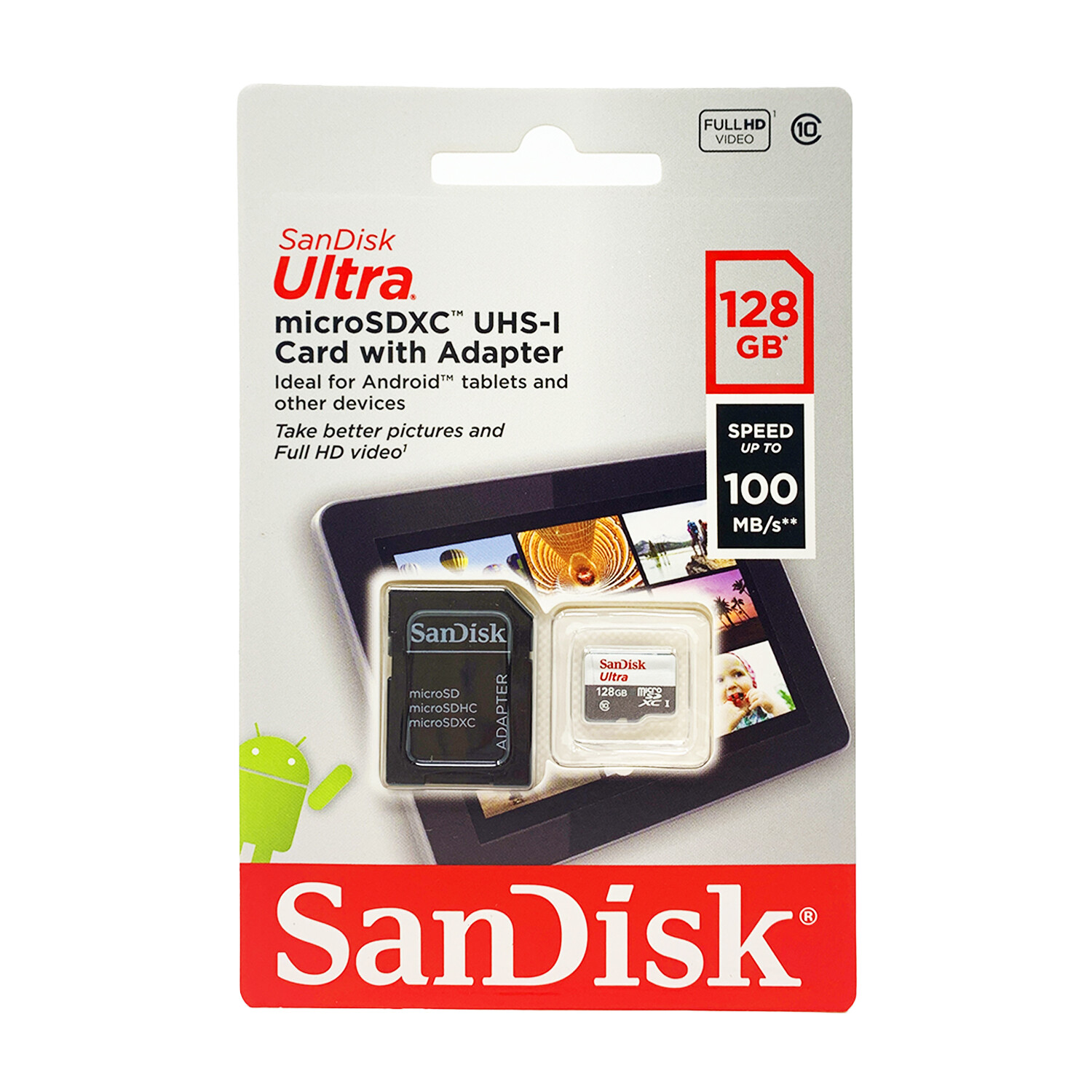 SanDisk 128 GB Ultra UHS-I Class 10 MicroSDXC SDXC Card With Adapter 100Mb/s