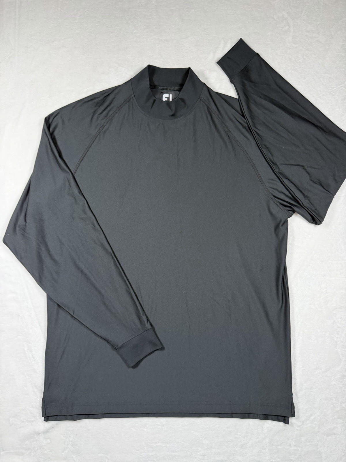 Footjoy FJ Large Black Mock Neck Long Sleeve Golf Pullover Stretch Shirt