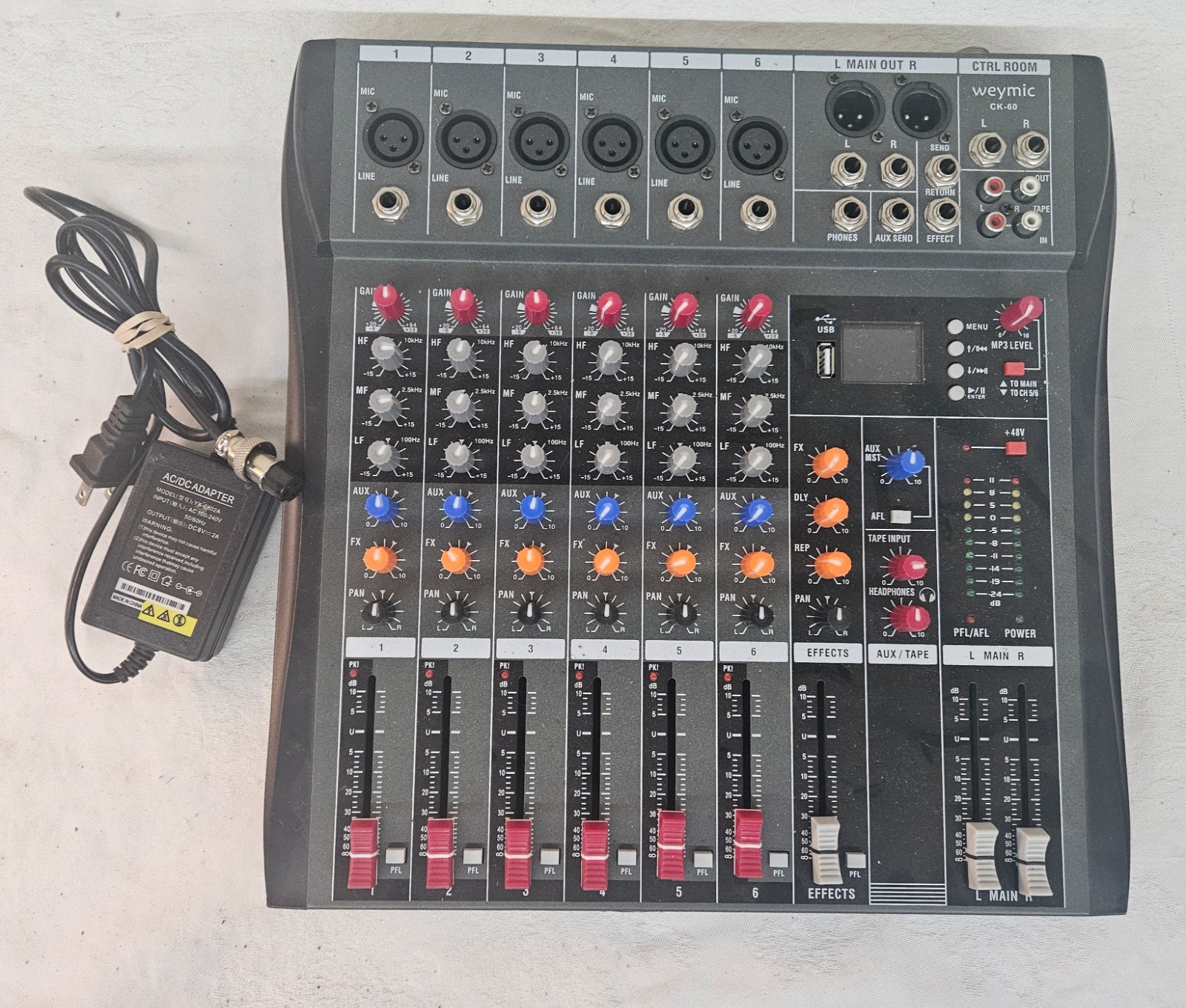 WEYMIC CK-60 Professional Mixer 6-Channel Mixer Soundboard GREAT Condition