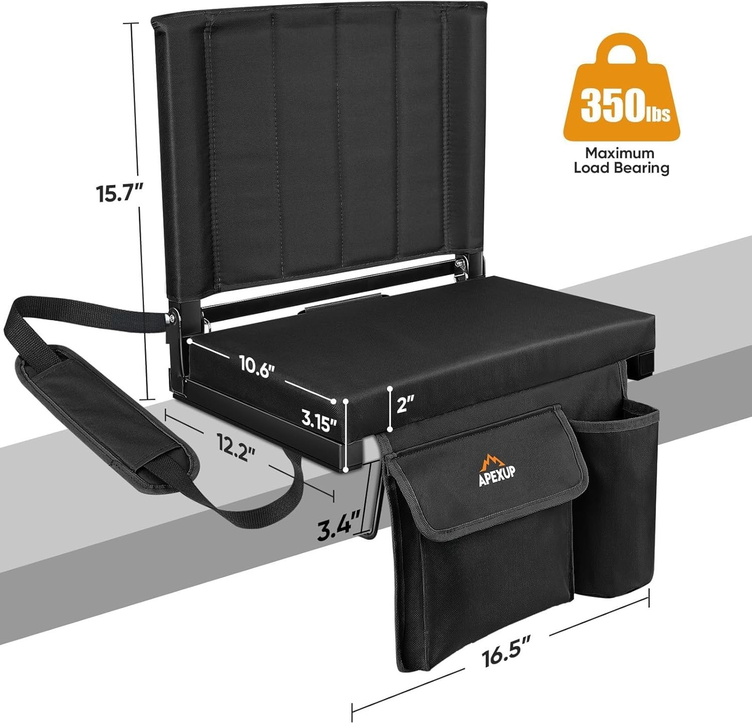 Stadium Seats with Back Support, Portable Bleacher Seat with Large Pocket and...