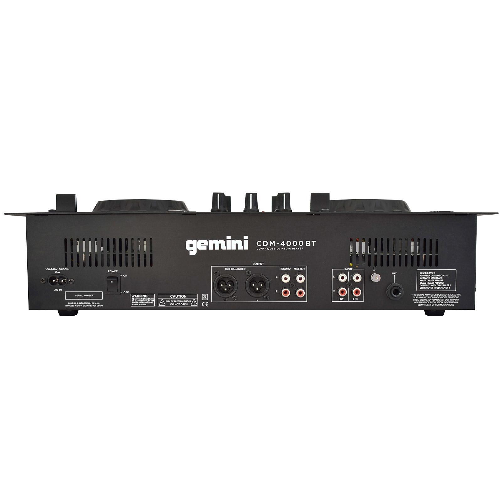 Gemini CDM-4000BT 2-Chan Dual CD/MP3/USB DJ Media Player Controller/Mixer System