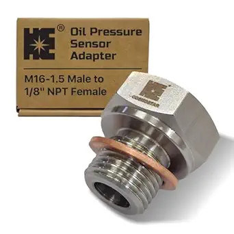 Stainless Steel Oil Pressure Sensor Adapter – M16-1.5 Male to 1/8" NPT Female,