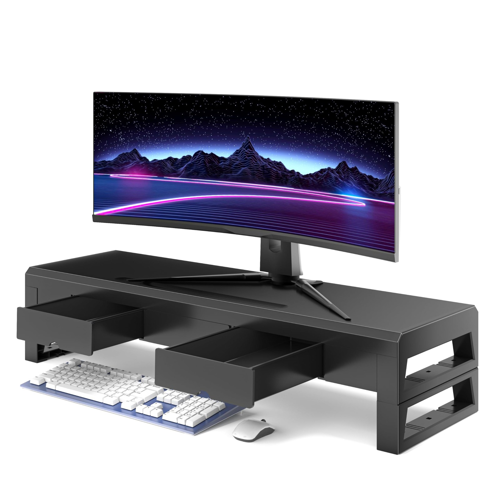 Computer monitor stand with 3 drawer ，Laptop Desk Shelf & Monitor Riser&#
