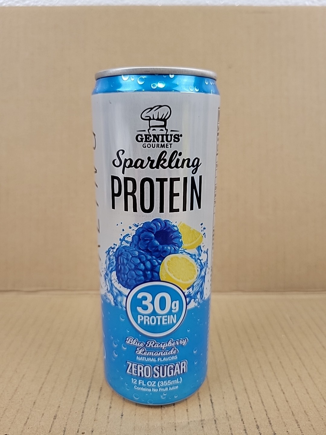 Genius Gourmet Sparkling Protein 30g Blue Rasberry Lemonade 12 Oz - Lot Of 14