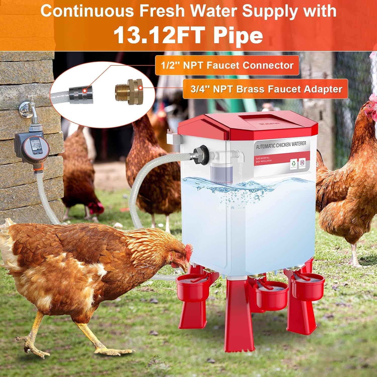 Automatic Chicken Waterer Large Chicken Waterer System Pou USA