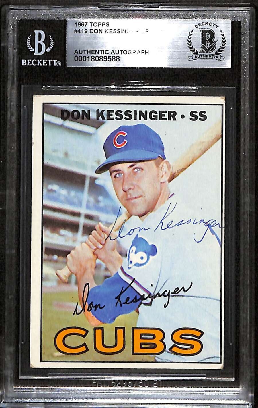 1967 Topps 419 Don Kessinger DP BGS Auto Autographed BAS Authentic C100203
