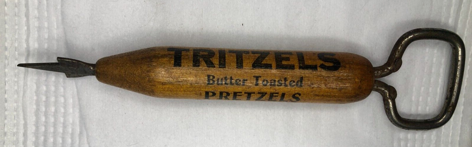 Tritzels Pretzels Vintage Advertising Wood Bottle Opener Lansdale Pennsylvania