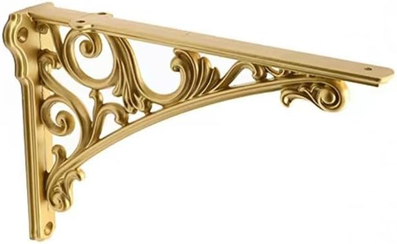 Decorative Shelf Bracket 6 inch, Gold Decorative Brackets for Shelving, Heavy Du