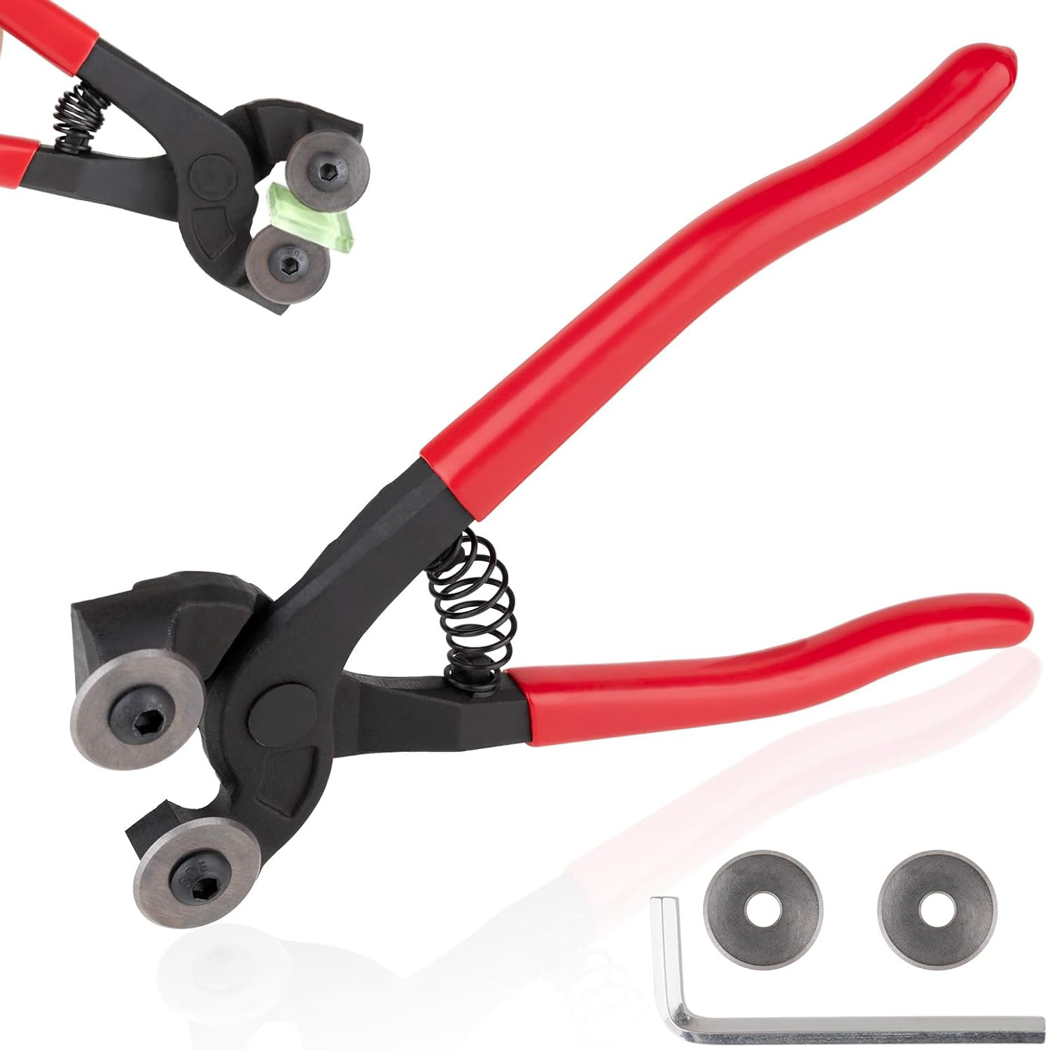 Glass Tile Nippers 7", Heavy Duty Wheeled Glass Mosaic Nipper, Glass Nippers wit