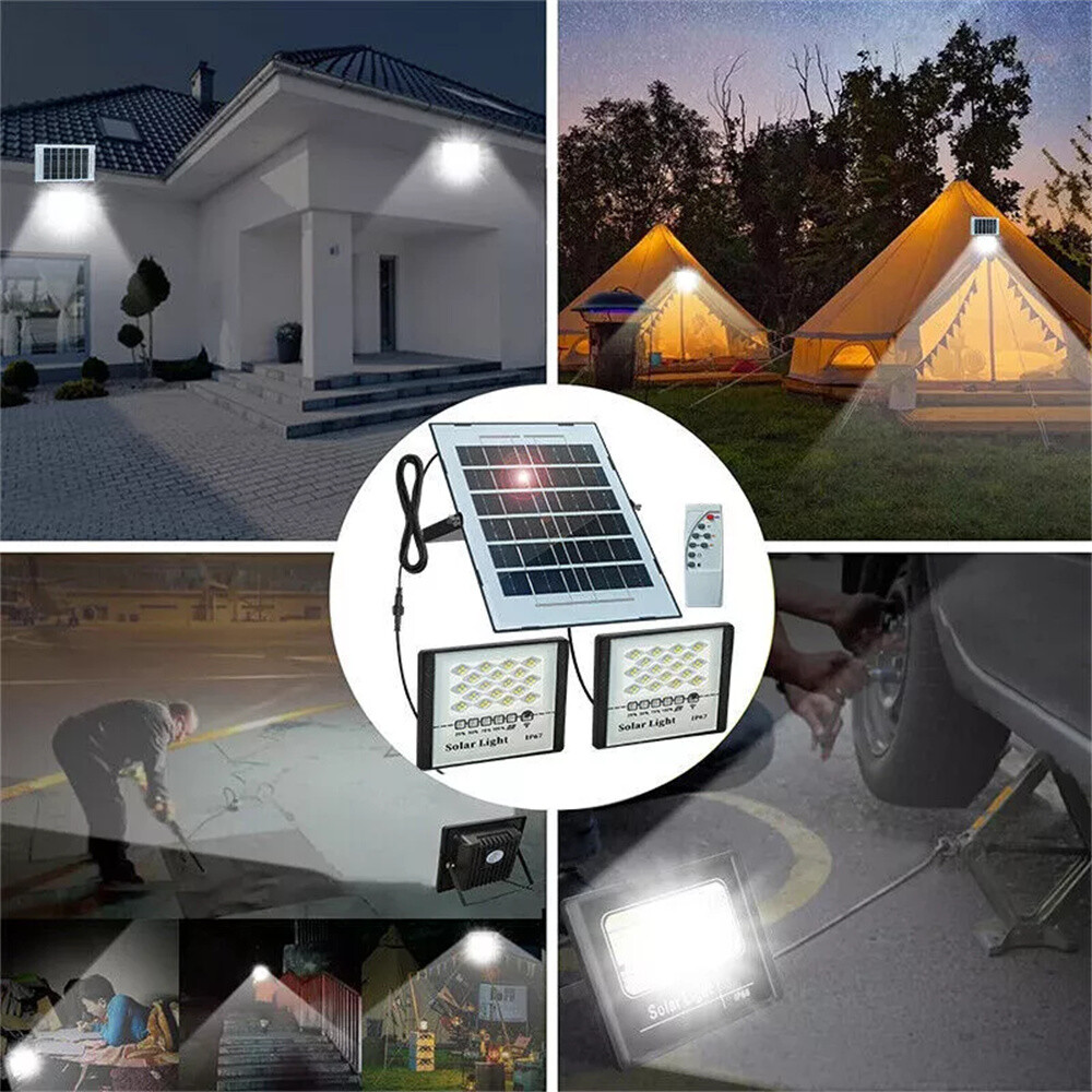 300W LED Solar Flood Lights Outdoor Street Light Dusk to Dawn Flood Wall Lamp ~