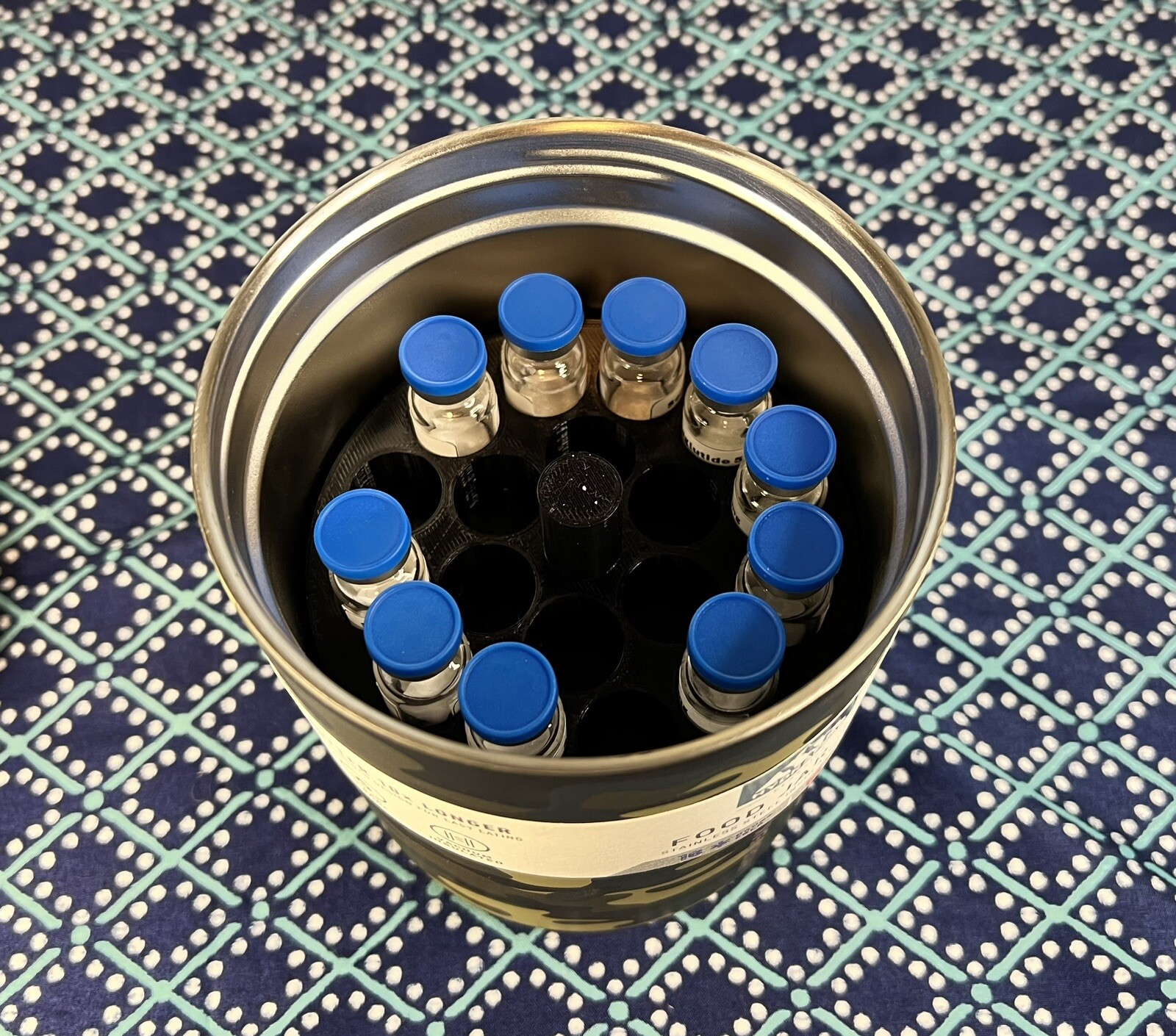 Hydrapeak 32oz Food Jar Peptide 3ml Vial Storage Container Inserts Holds 40
