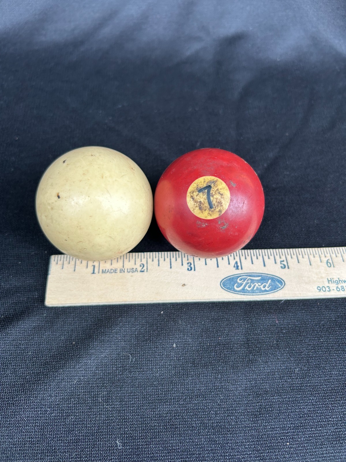 Vintage Cue Ball and #7 Pool Billiard Ball