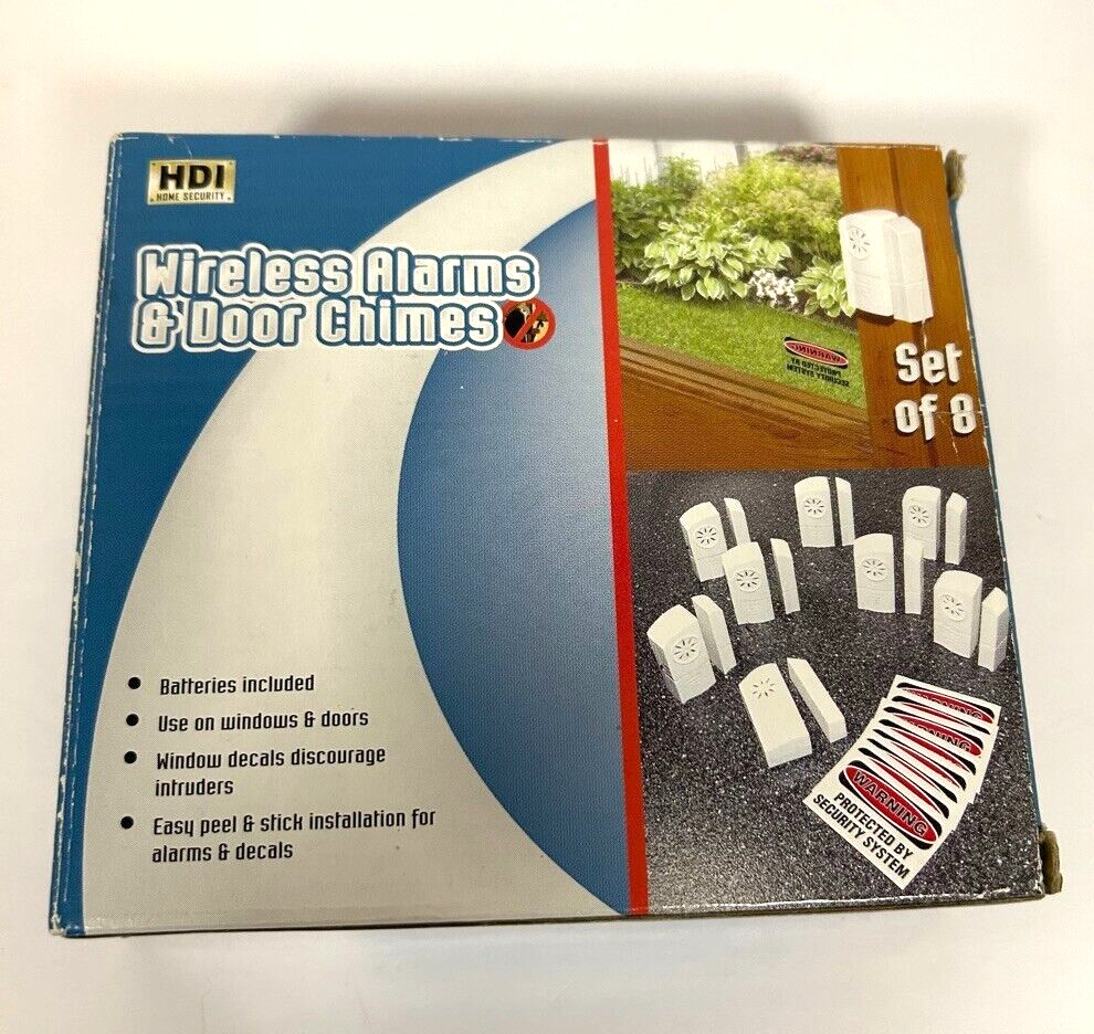 HDI Wireless Alarms & Door Chimes Set of 8 Batteries Included For Windows/Doors
