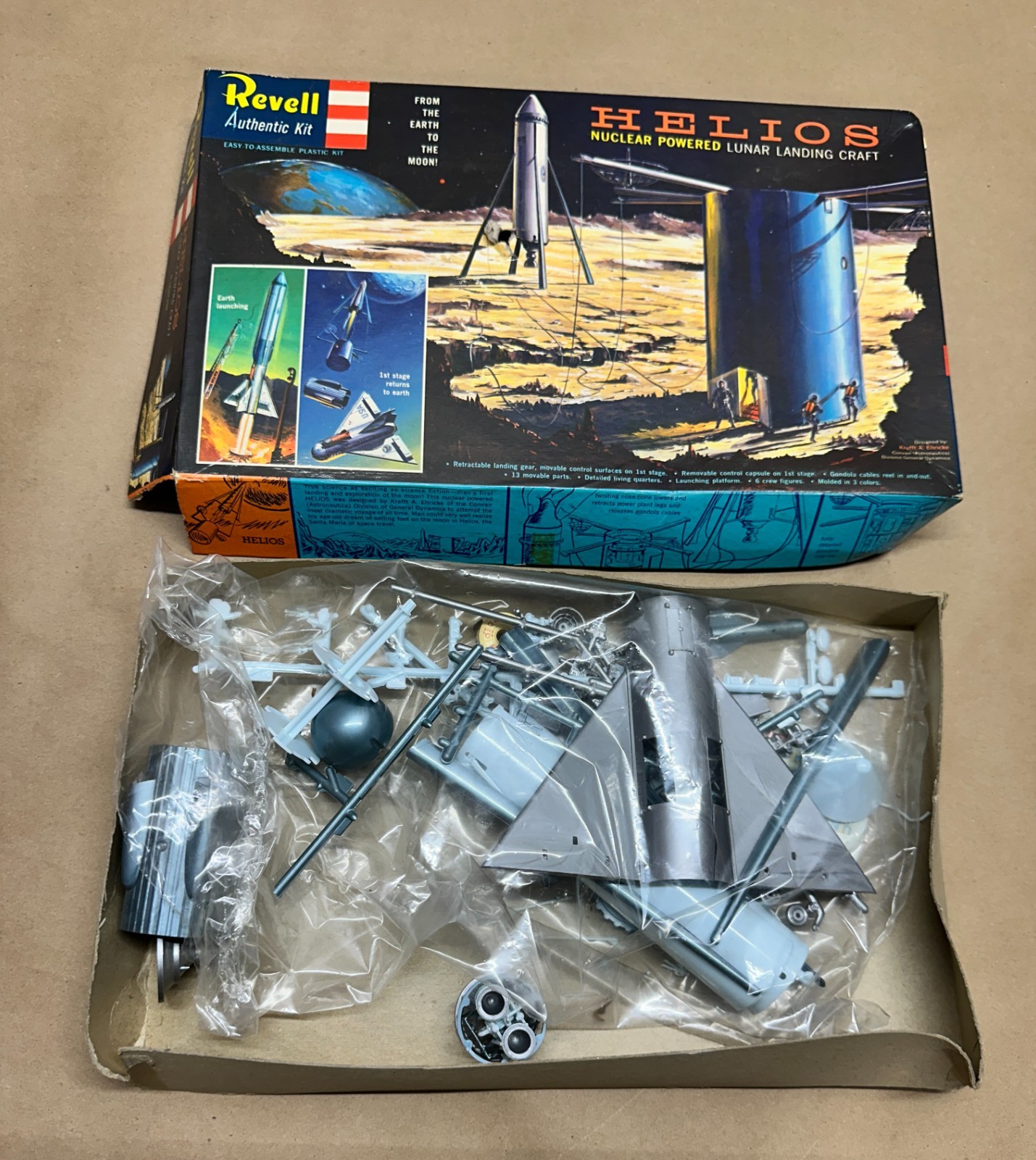 HELIOS Nuclear Powered Lunar Landing Craft Model Kit Vintage 1960s Space AS-IS