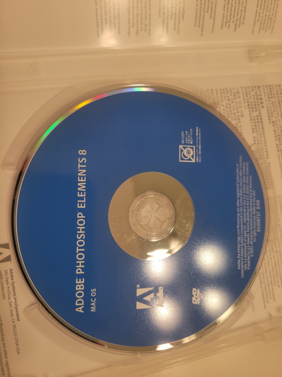 Adobe Photoshop Elements 8 Software Disc w/ Serial Number For Mac OS