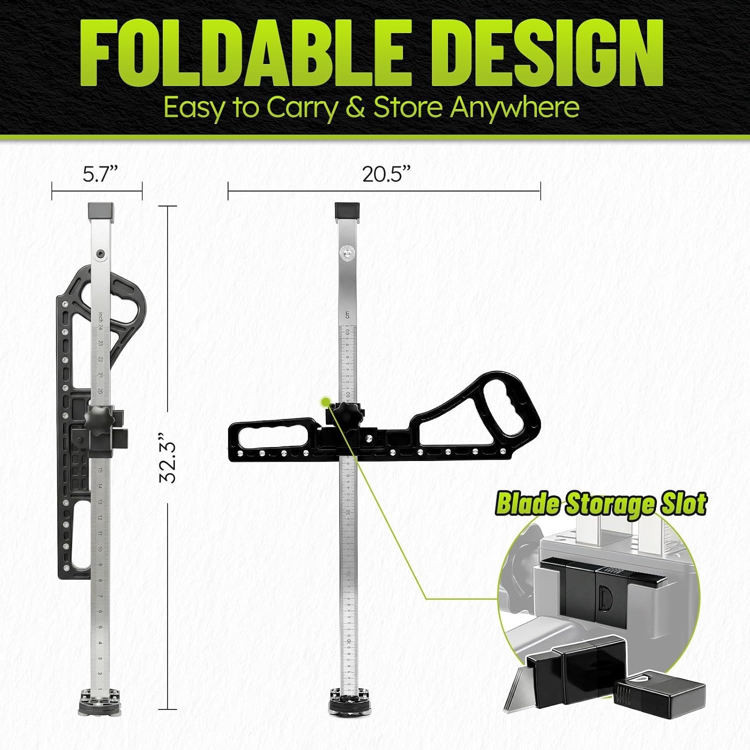 Foldable Drywall Cutter Tool with 10 Safety Short Blades & Comfort Handle