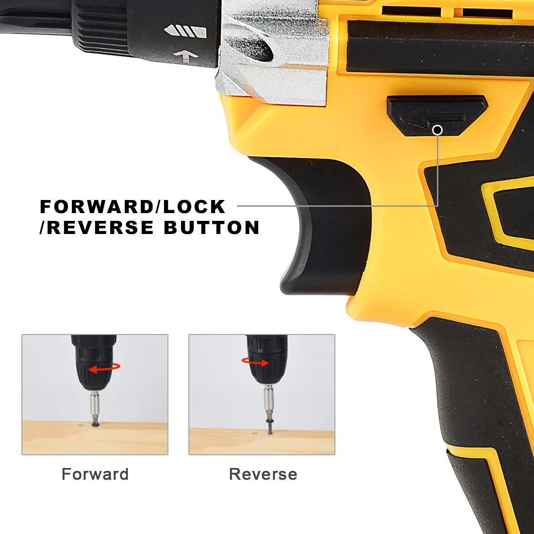 20V Cordless Drill Electric Screwdriver 3/8 Keyless Chuck Work Light
