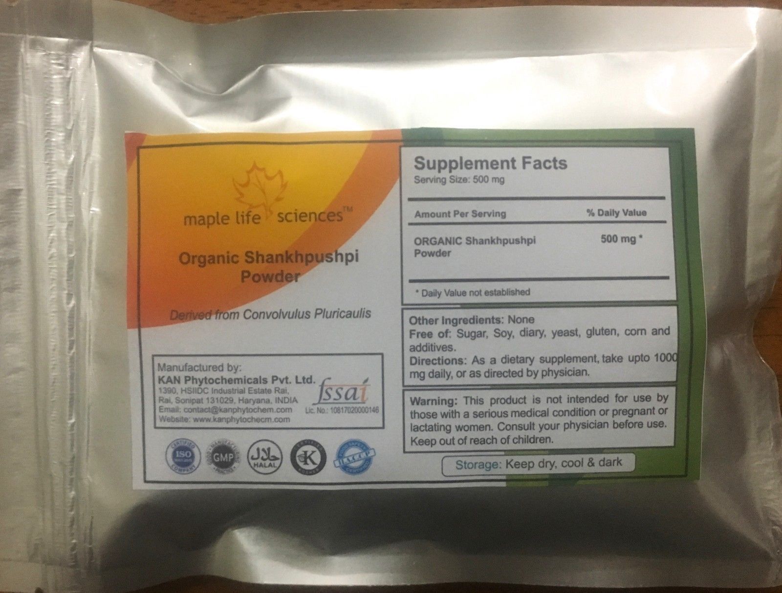 ORGANIC Shankhpushpi Powder  Convolvulus Pluricaulis  Brain Tonic No filler Pure