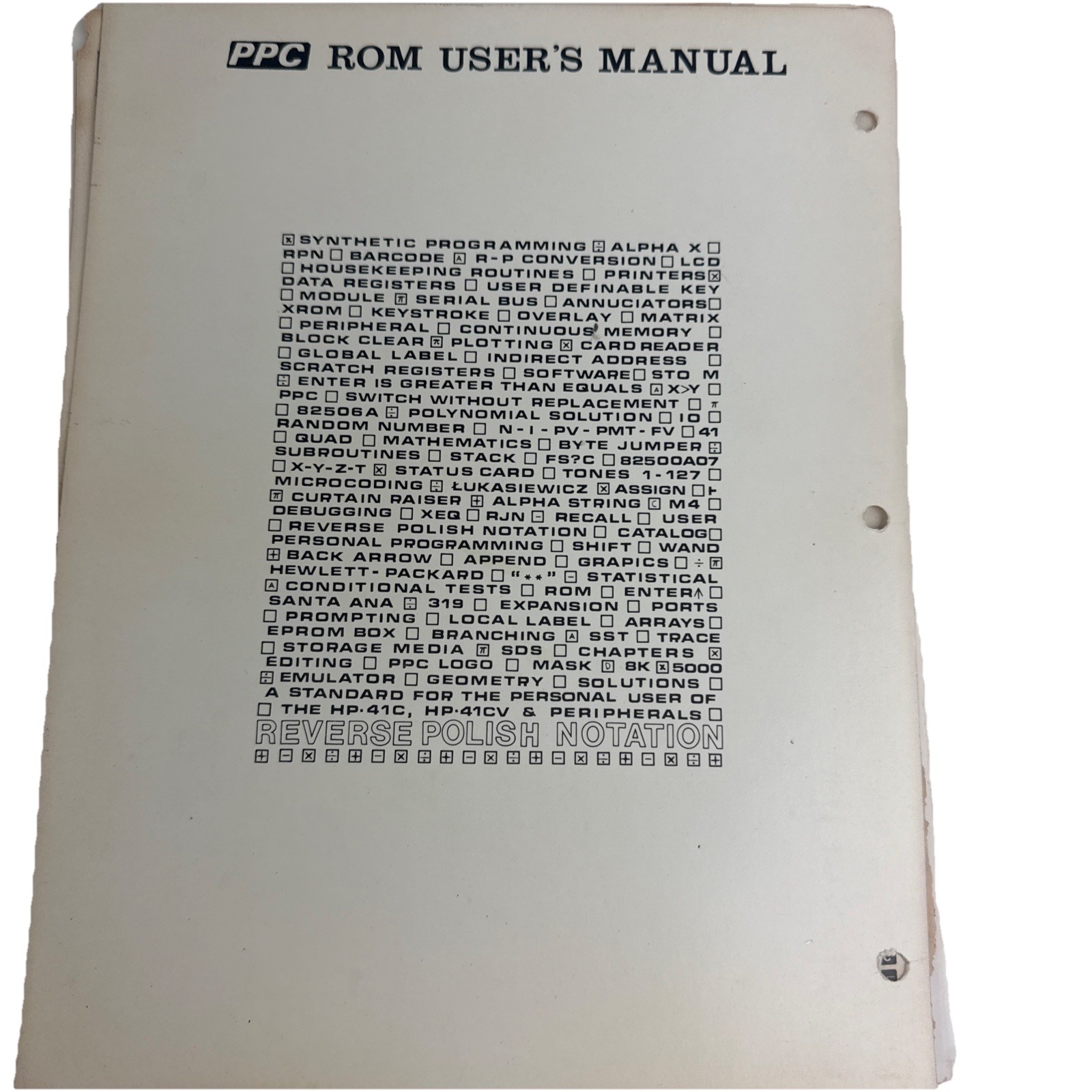 Vtg 1981 PPC ROM User Manual HP-41C HP-41CV Hex Decimal Byte Table Complete Set