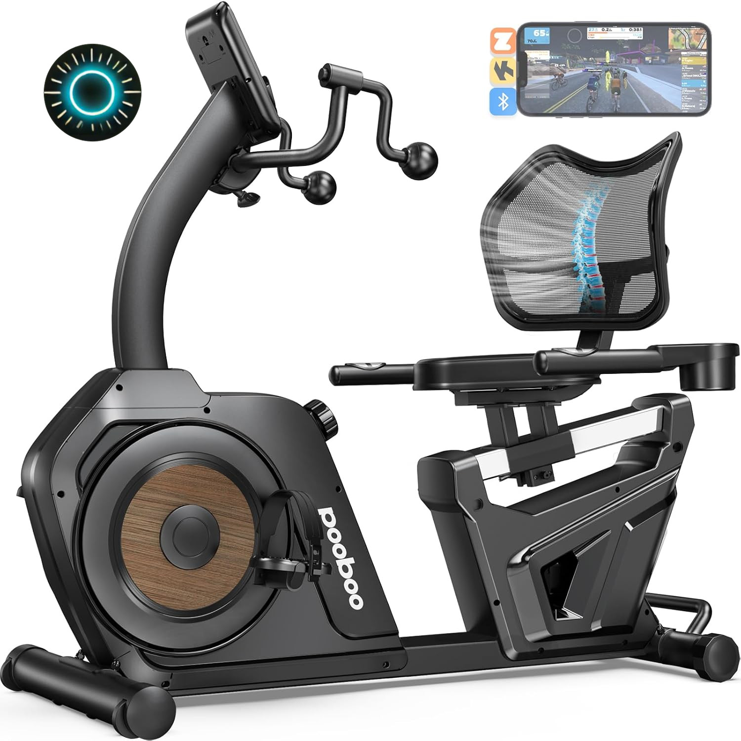 Recumbent Exercise Bike Stationary Bikes for Home with Arm Exerciser Magnetic Re