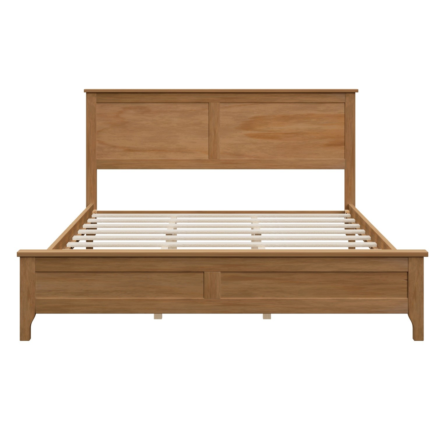 Queen/King Size Bed Frame Modern Solid Wood Platform Bed with Wood Headboard