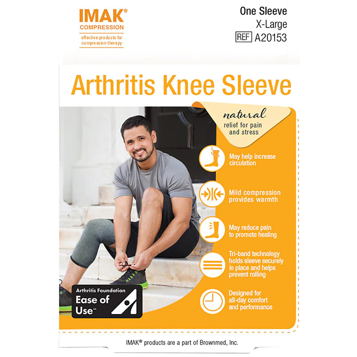 Brownmed IMAK Compression Arthritis Knee Sleeve - Heather Gray