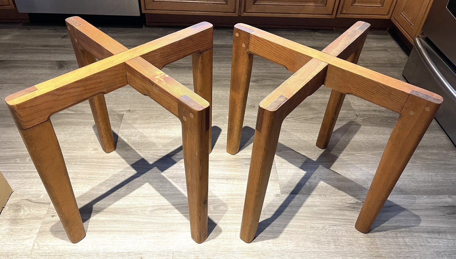 RARE Vintage Theater Speaker Stands Base Legs Wood 18”H x19 7/8”W Set Of 2