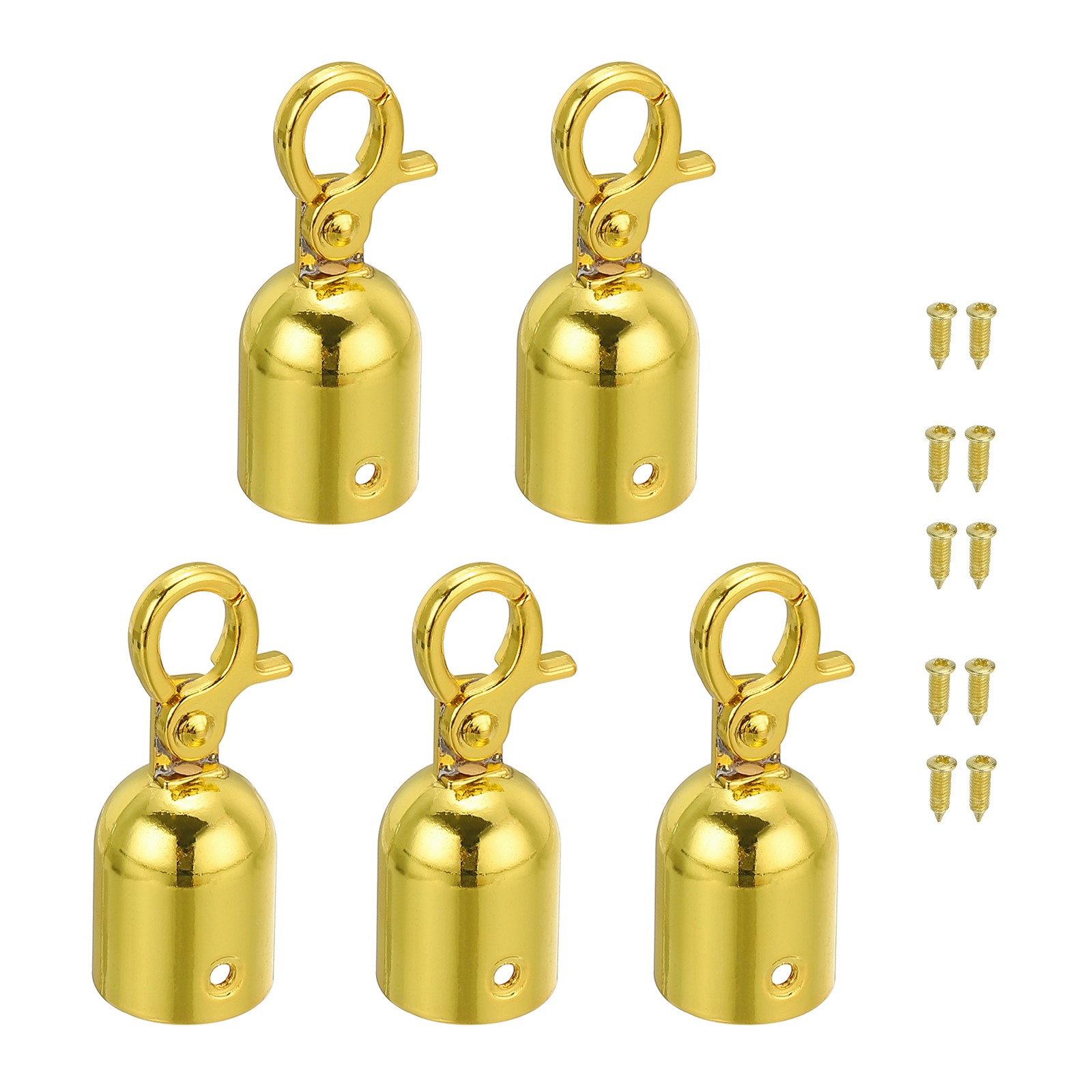 0.8"x2" Stanchion Rope End Stopper 5pcs Cord End Caps Barrier Rope End Golden