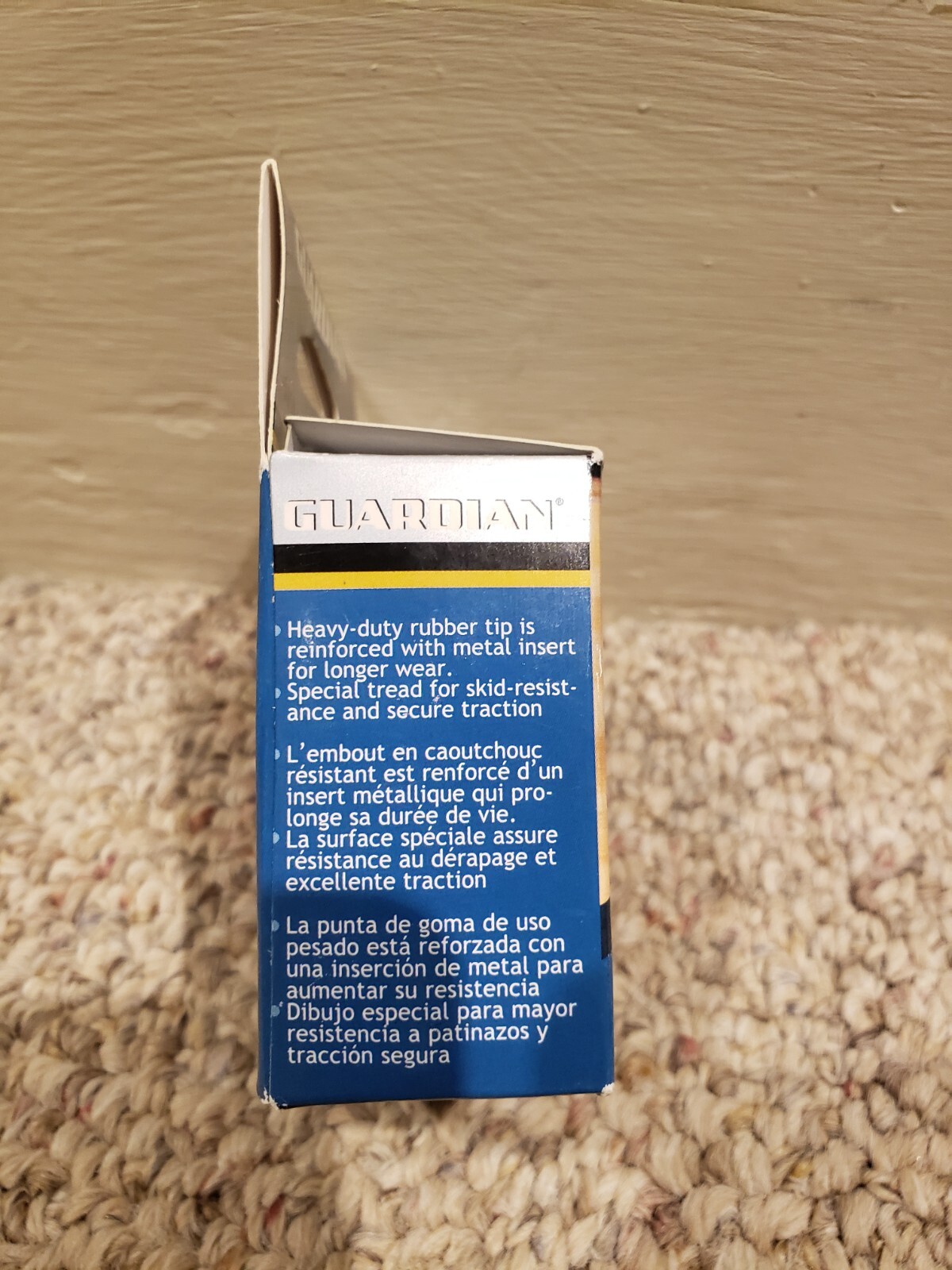 Guardian Quad Cane Tips 5/8" (1.6 cm) Metal Reinforced 4 Count, Gray, 2172