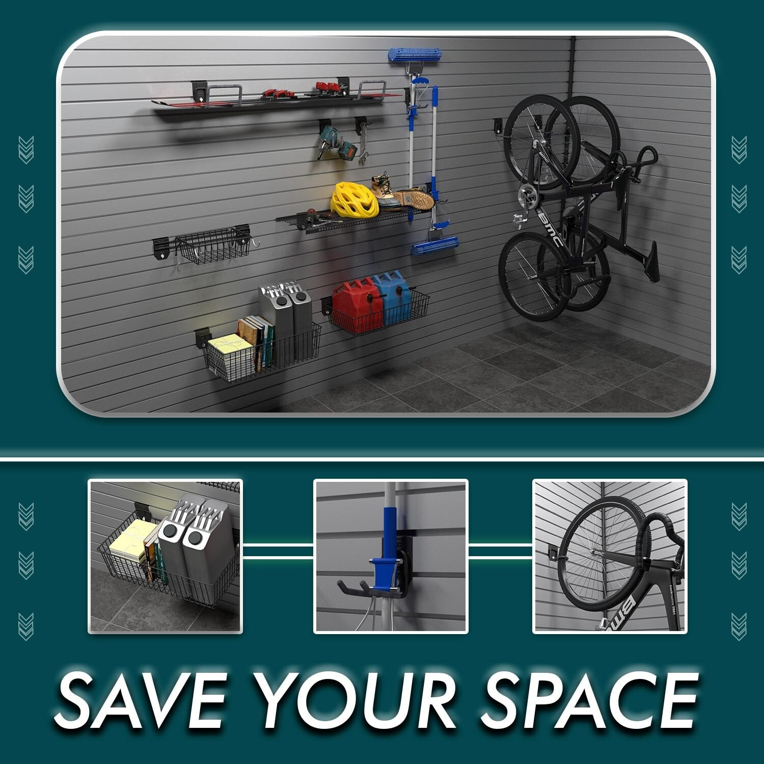 EVOPanel Garage Wall Storage Kit 19 Accessories EP162