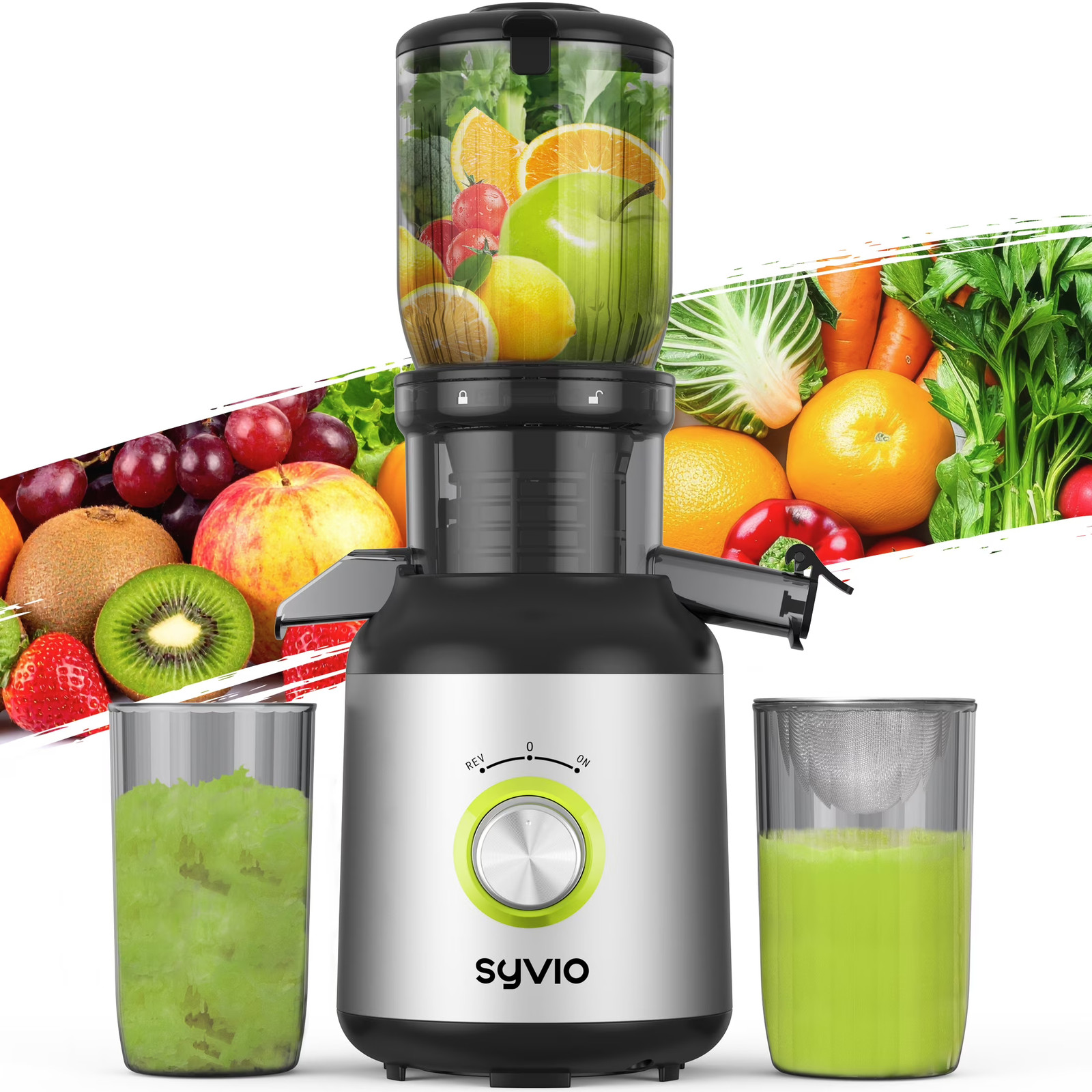 Syvio Slow Masticating Juicer with 4.3" Feed Chute
