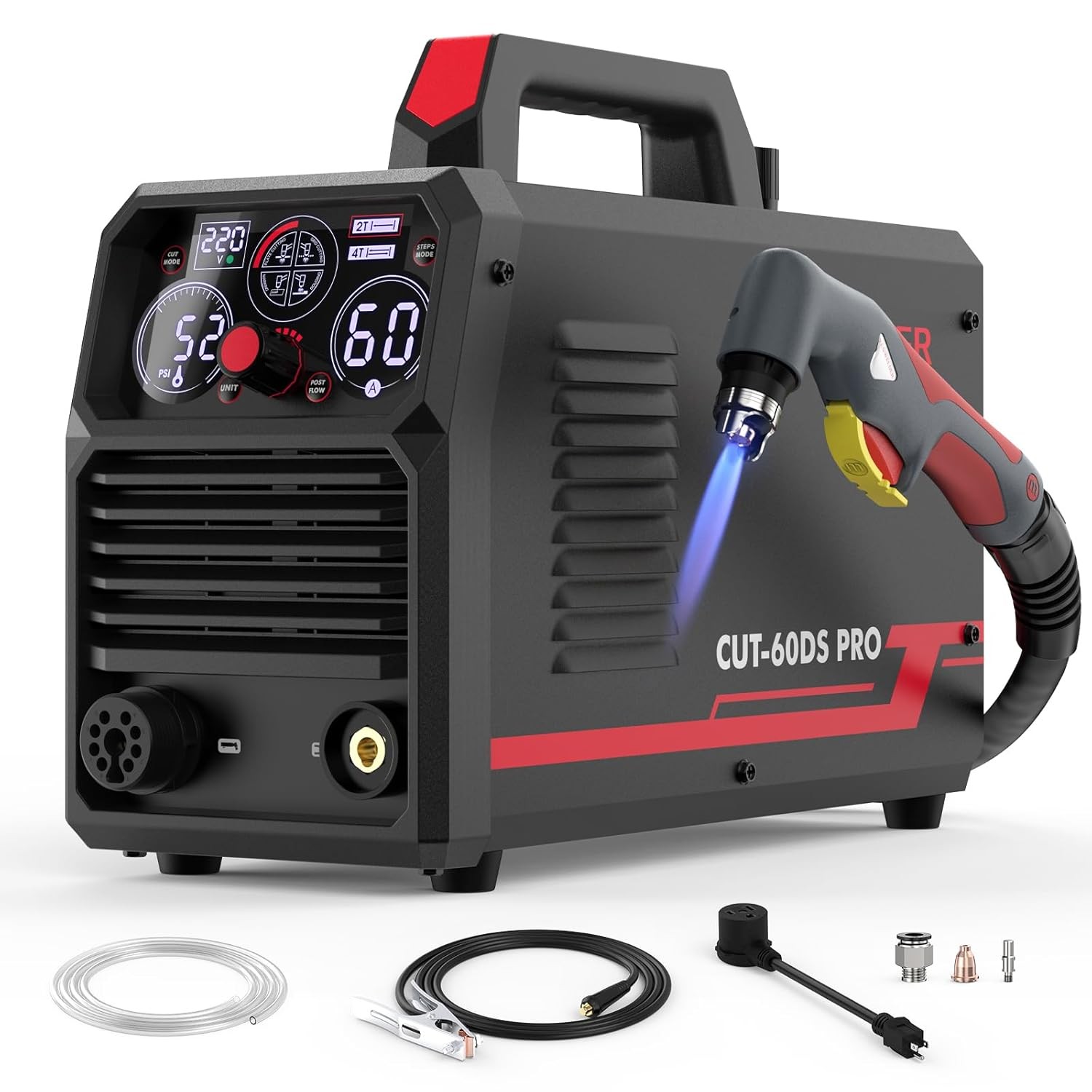 60Amp Plasma Cutter, 110V/220V Dual Voltage, Pilot Arc Digital Display Cutter