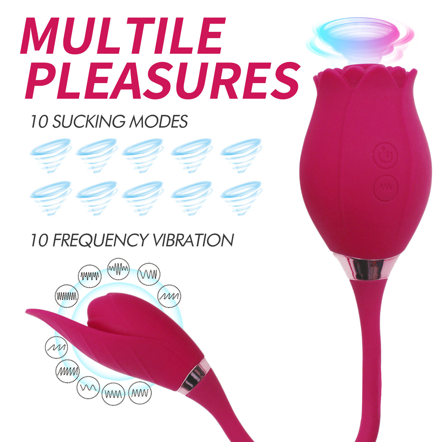 Rose Female Massage 10-Speeds Massager Tongue Double-head Licking Birthday Gifts
