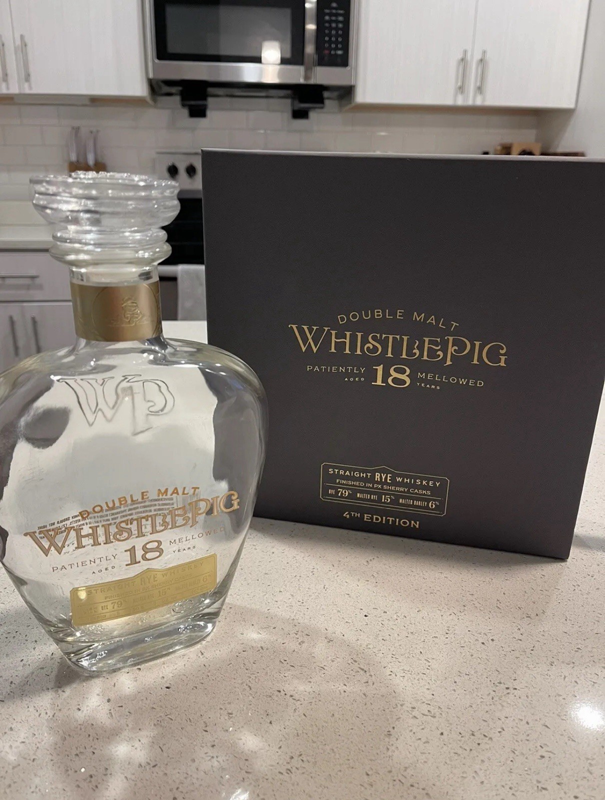 WhistlePig 18 Years Aged Empty Bottle 4th Edition Handmade Glass Stopper W/ Box