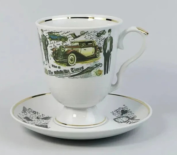 Dulevo Gentleman Mug Jumbo Cup and Saucer Russian Porcelain Teacup Large 18 oz
