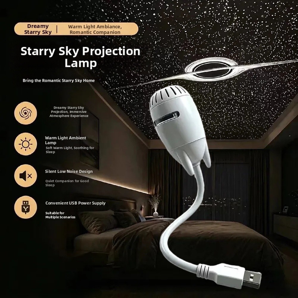 White Starry Night For Projector Lamp USB Flexible Insert Easy Operation