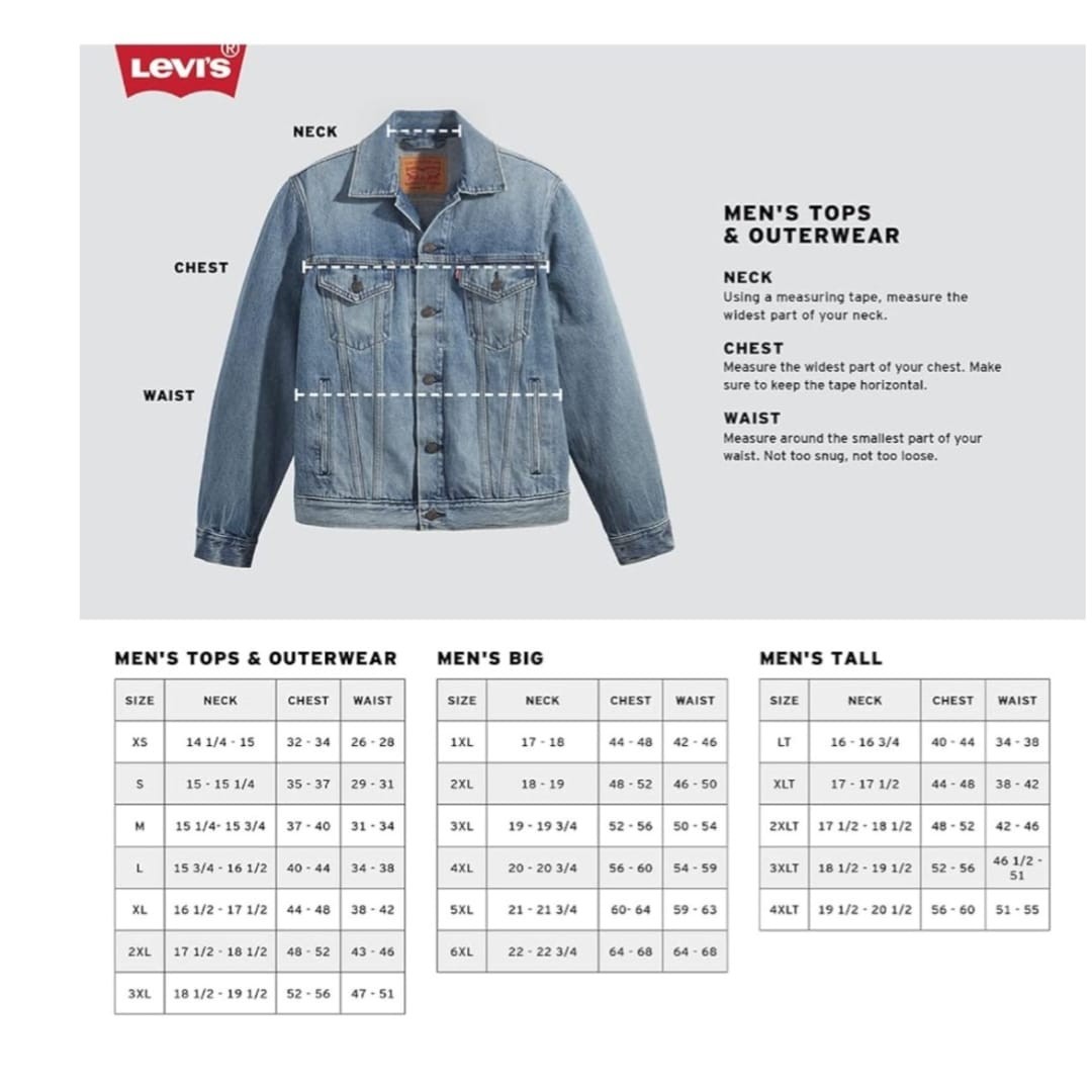 New Levi's Mens Denim Jacket/Trucker Style – Skyline Trucker- Size: MultiSize