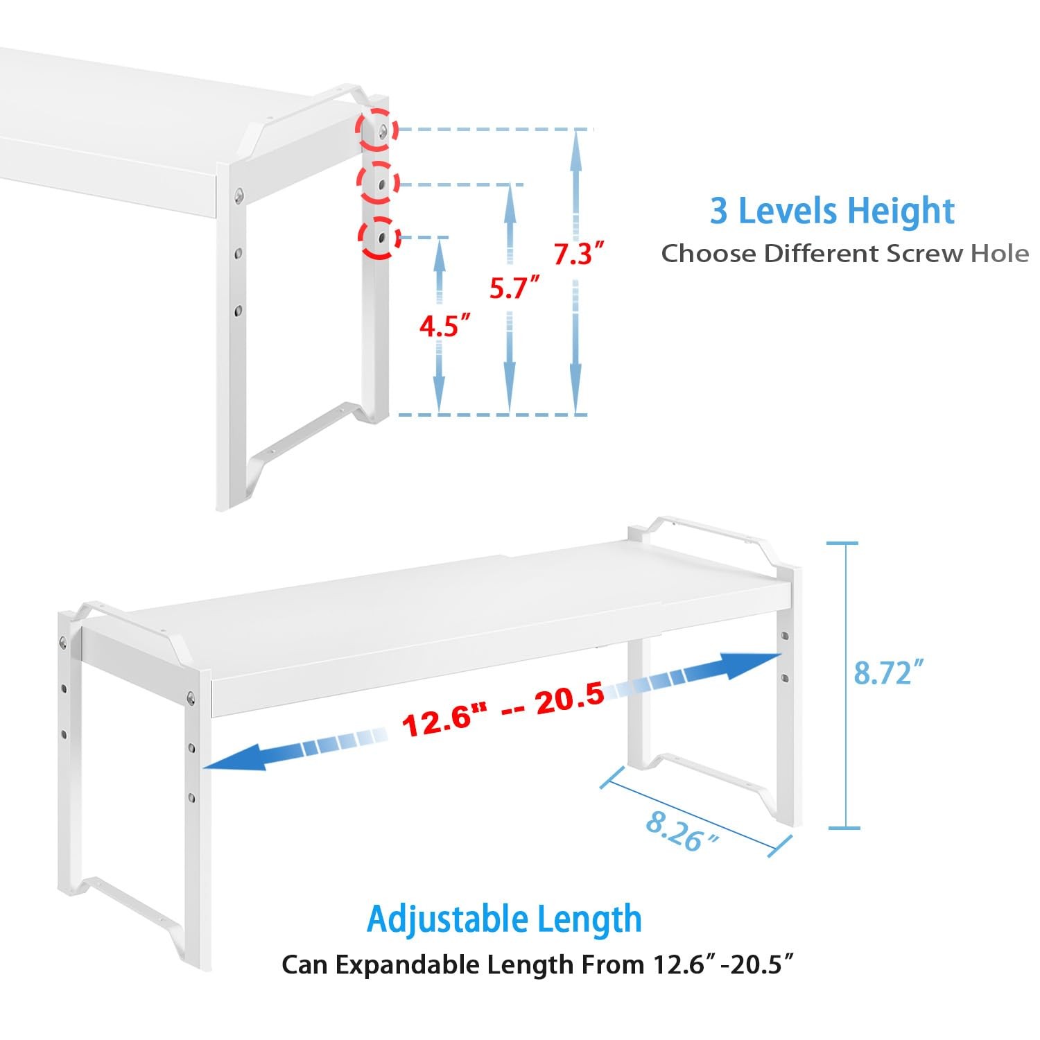 2 Pack Expandable Kitchen Cabinet Shelves Organizers, Stackable Adjustable Sm...