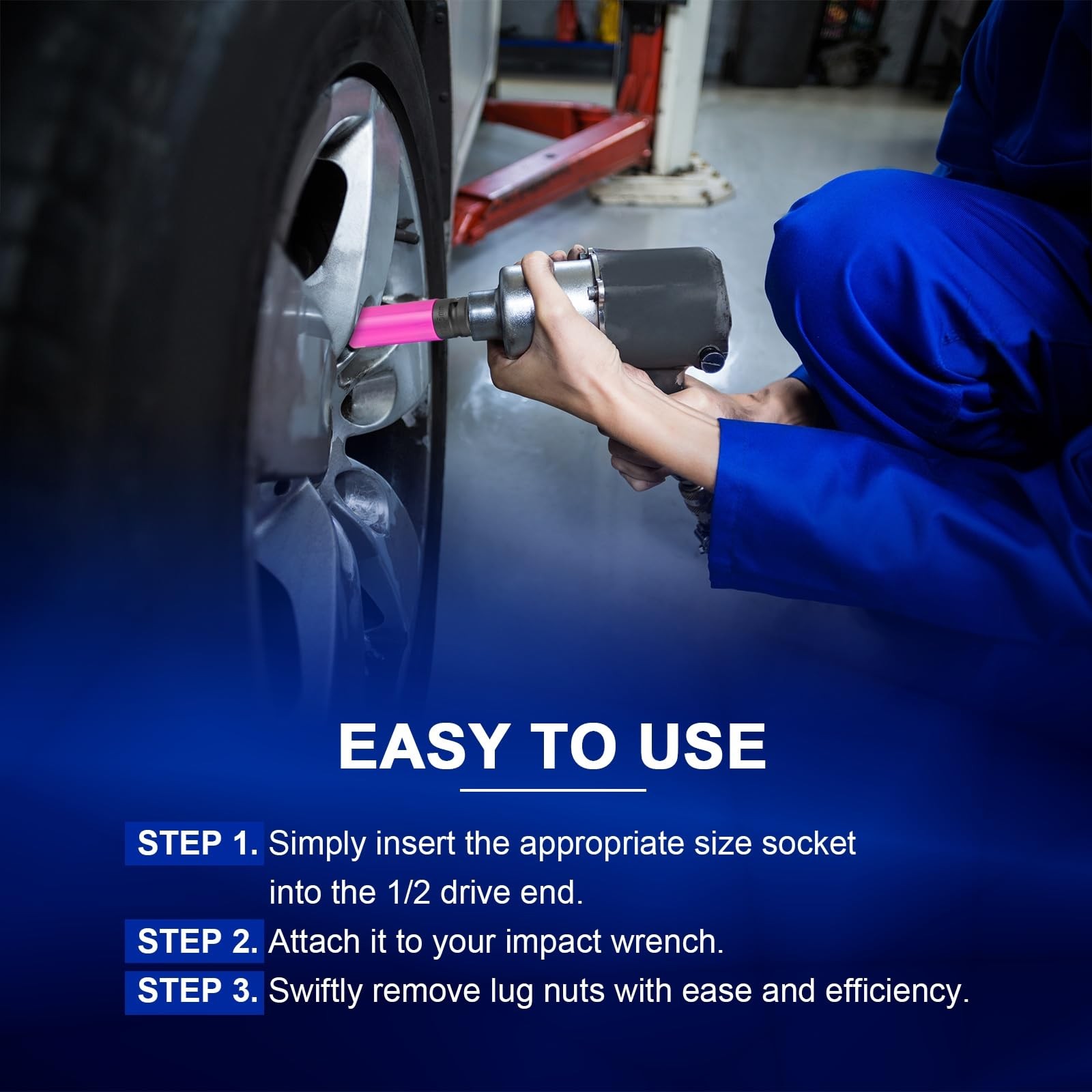 1/2 Inch Drive Wheel Protector Impact Socket Set, 5PCS Impact Lug Nut Socket ...