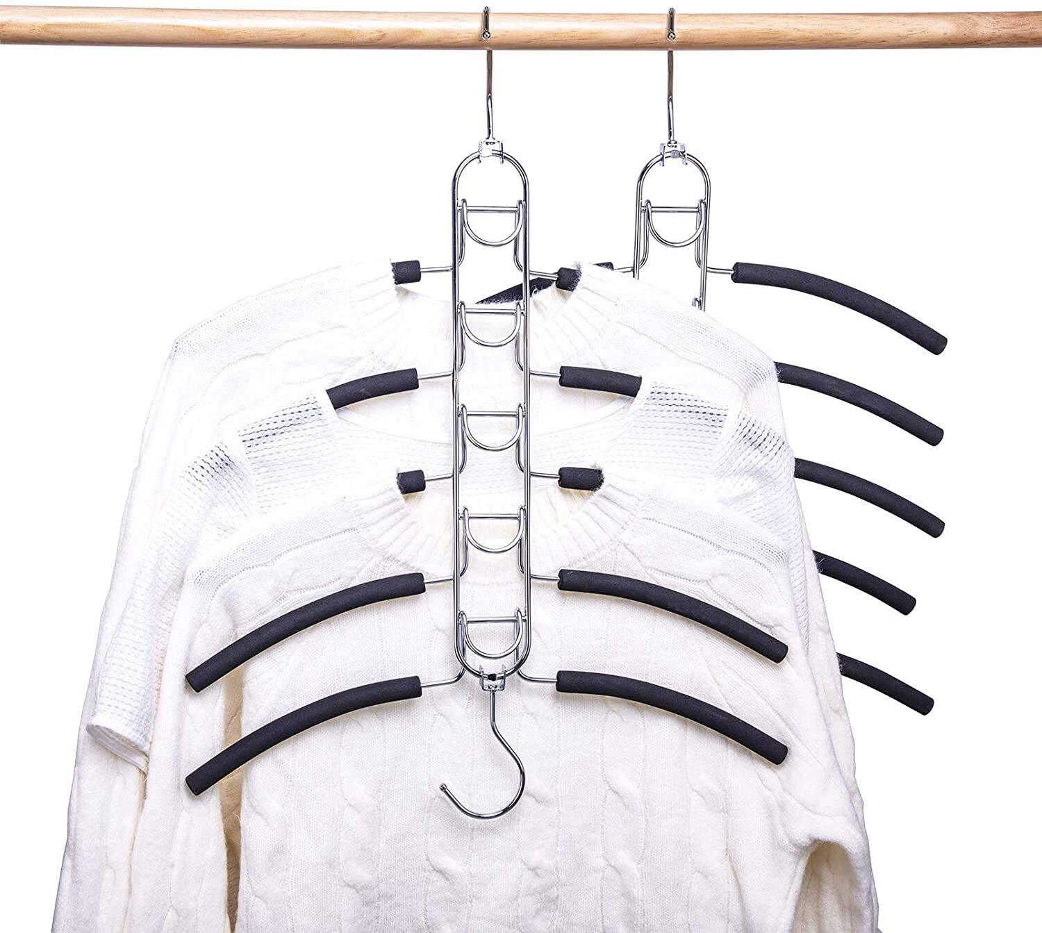 4 Pack 5 In 1 Anti Slip Clothes Hangersspace Saver Magic Metal Hangersmulti Laye