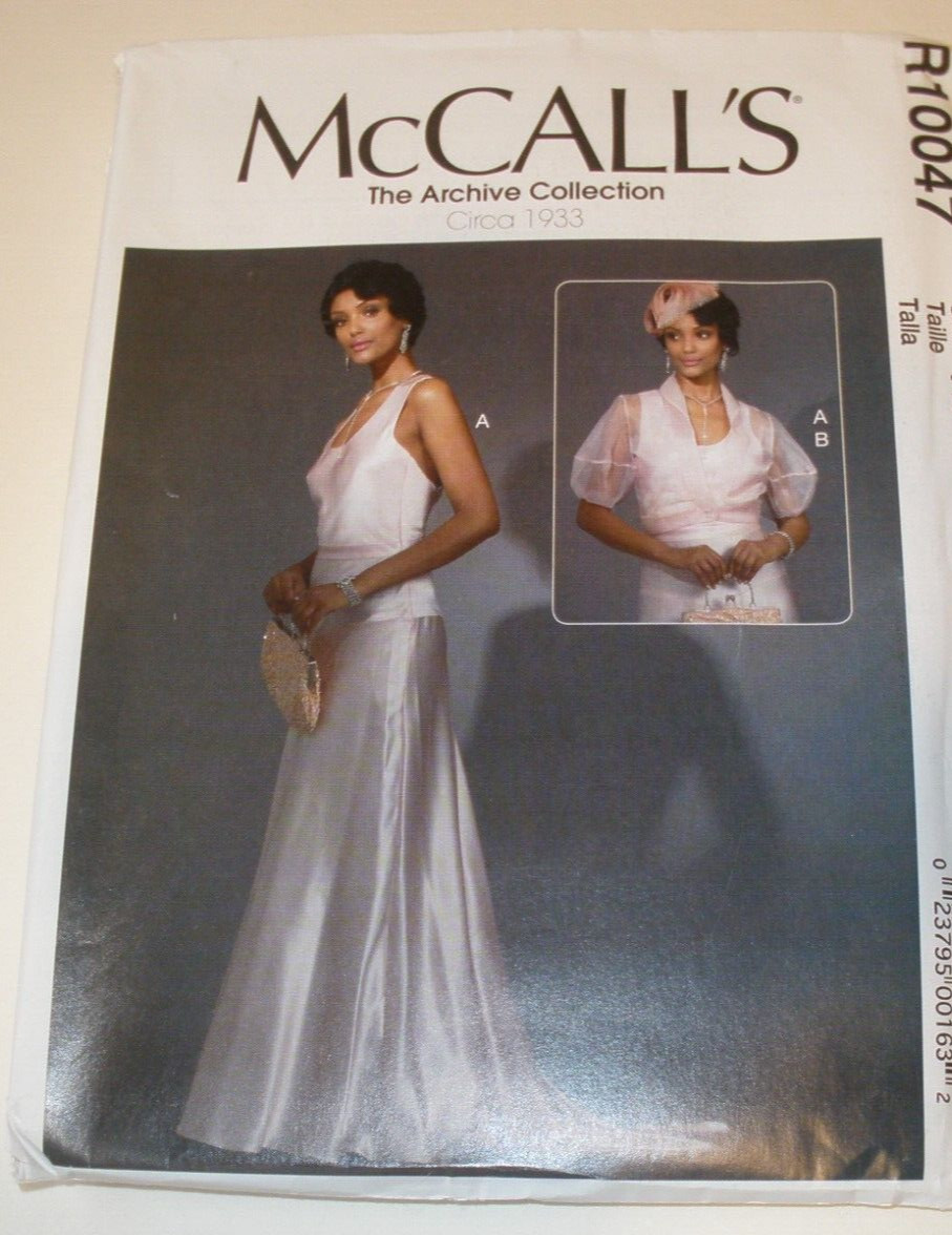 McCall's R10047 7867 Retro Bias Cut Dress w Train & Jacket Sizes  14-22 Uncut