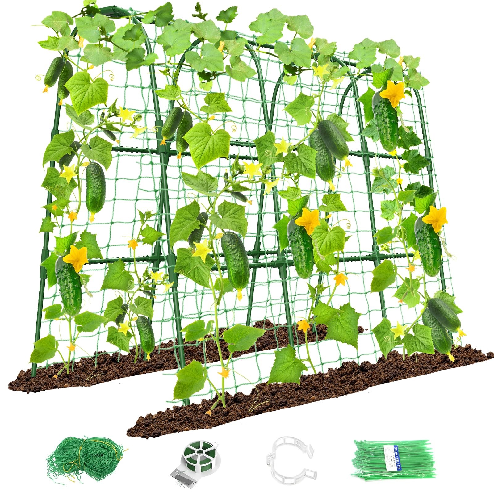 Cucumber Trellis for Raised Bed, U-Shape 47.2"L×30"W×47.2"H-Medium, Green