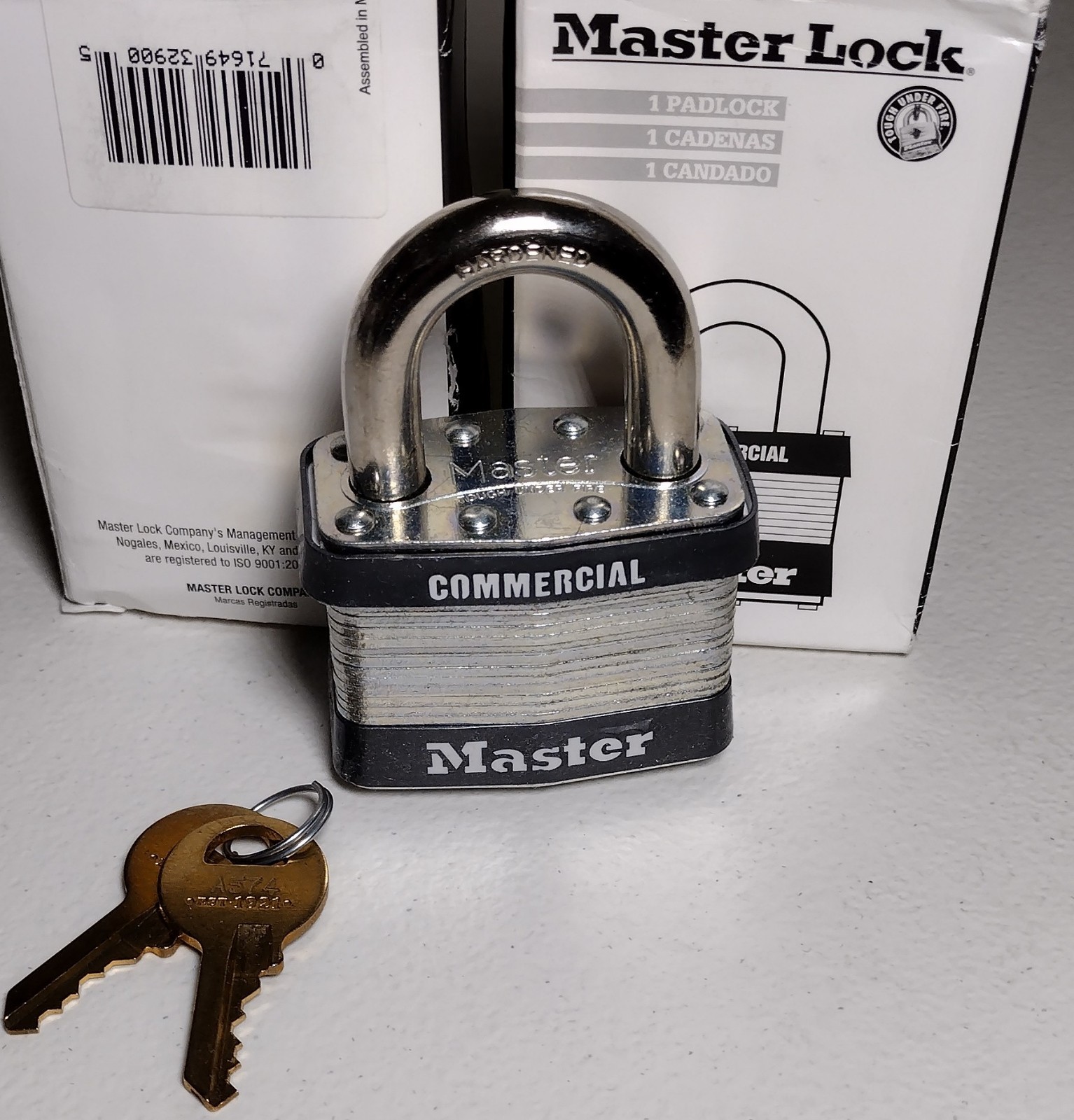 Master Lock #5 Commercial Grade Padlock Qty 2, 1 In x 3/8 Thick Shackle Key Diff