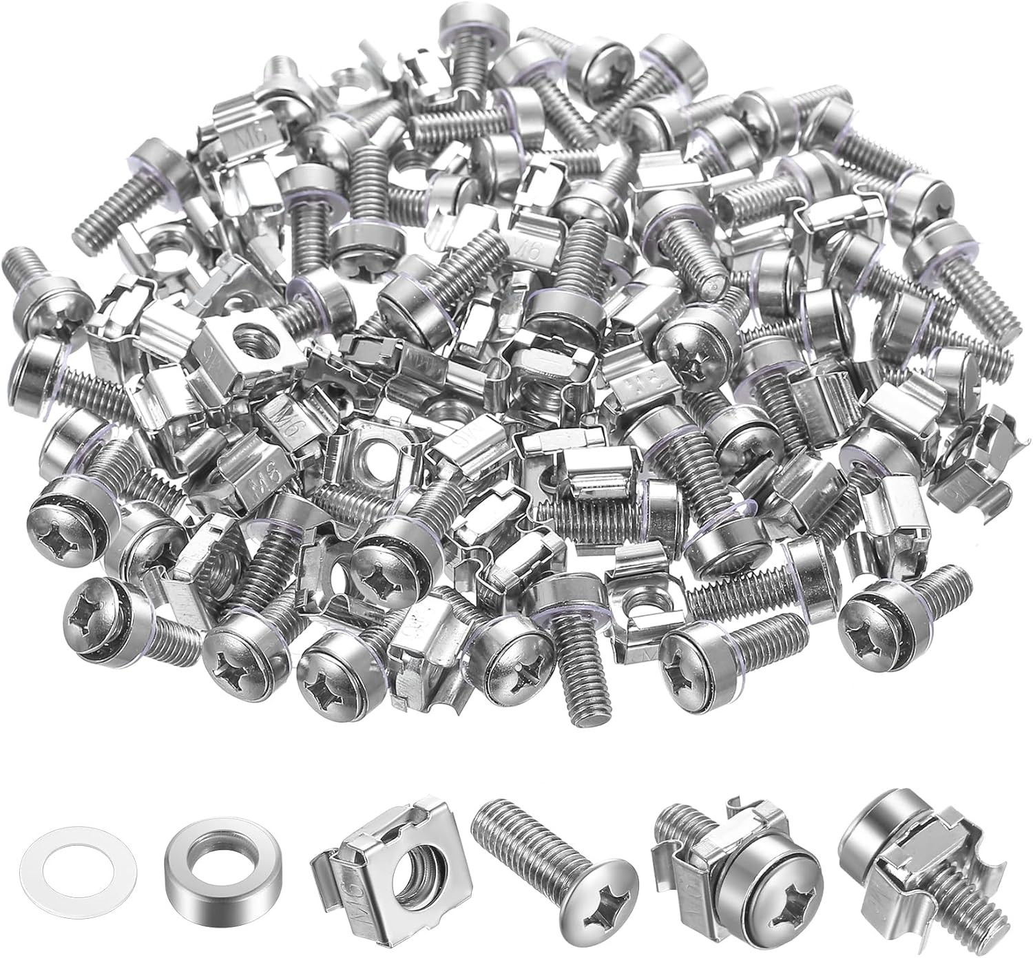 40 Pcs/20 Set Rack Mount Screws and Cage Nuts for Server Rack Cabinet, Silver...