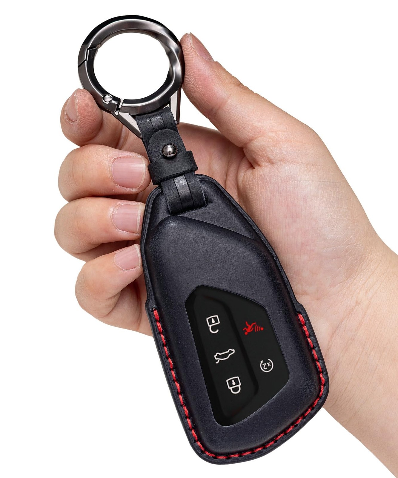 YONUFI for VW Atlas Key Fob Cover Leather Car 7.545 cubic inches, Black