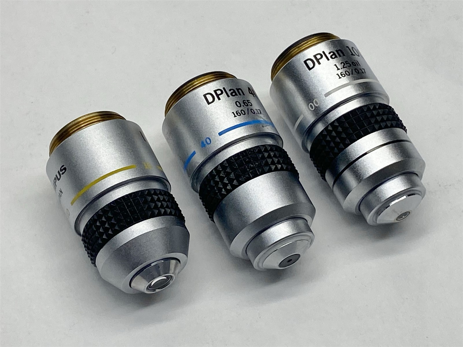 Olympus DPlan 10 0.25 / 40 0.65 / 100 1.25 Oil Microscope Objective Lens LOT 3