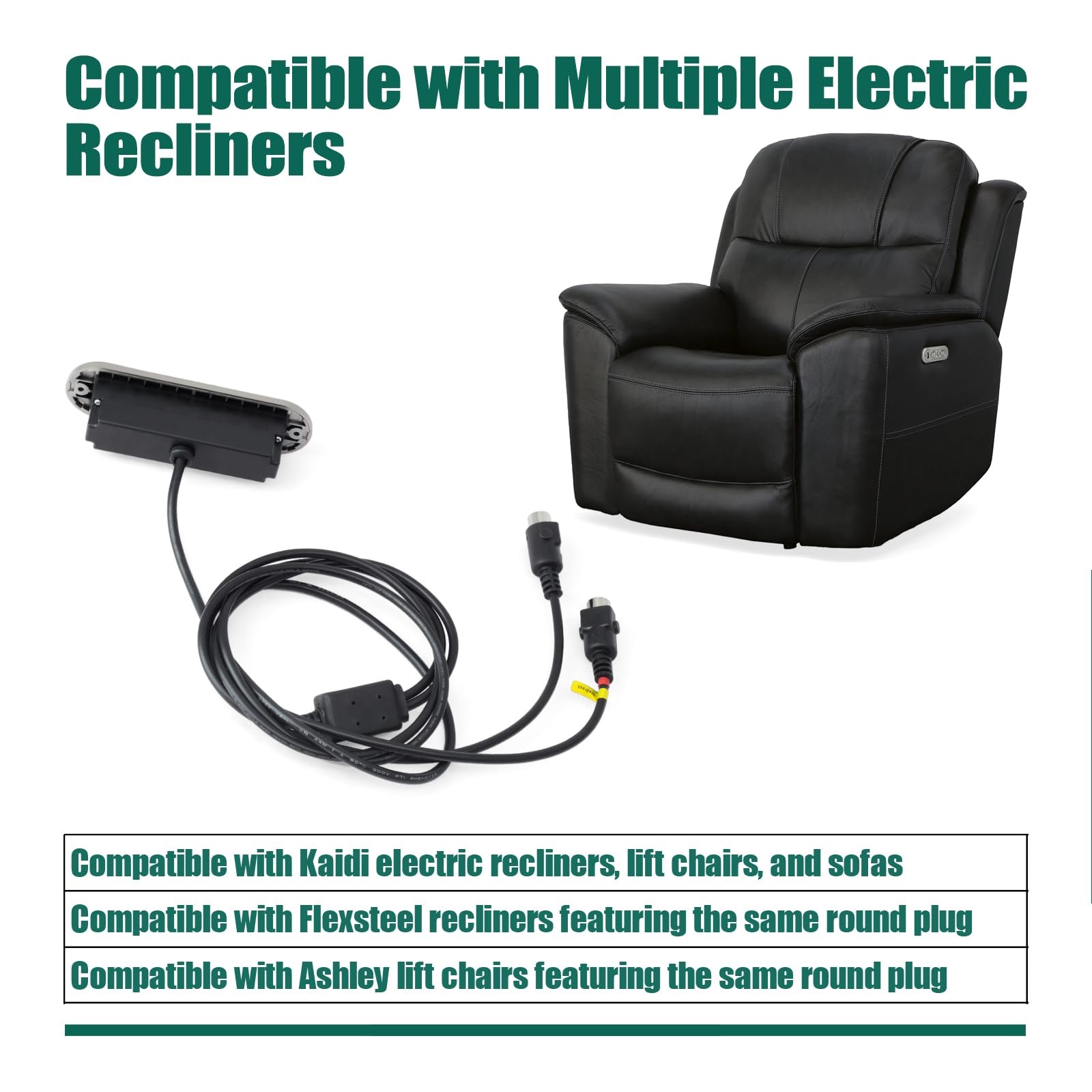 KDH127H001 Hand Control Switch 5 Button Recliner Controller USB Silver